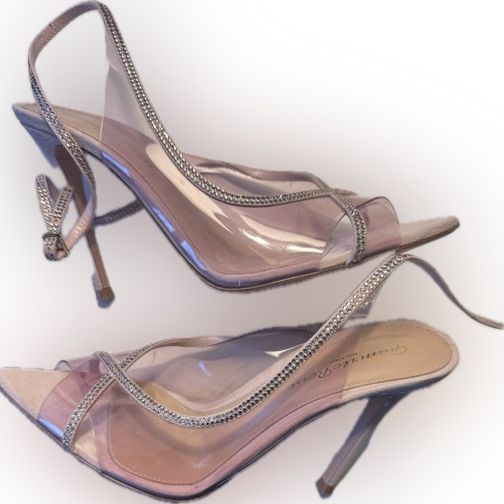 Gianvito Rossi Metallic and Clear Heels
